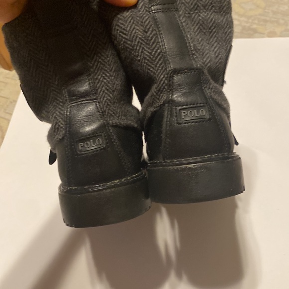 POLO RALPH LAUREN COMBAT BLACK AND GRAY BOOTS SIZE 6 - Picture 9 of 16